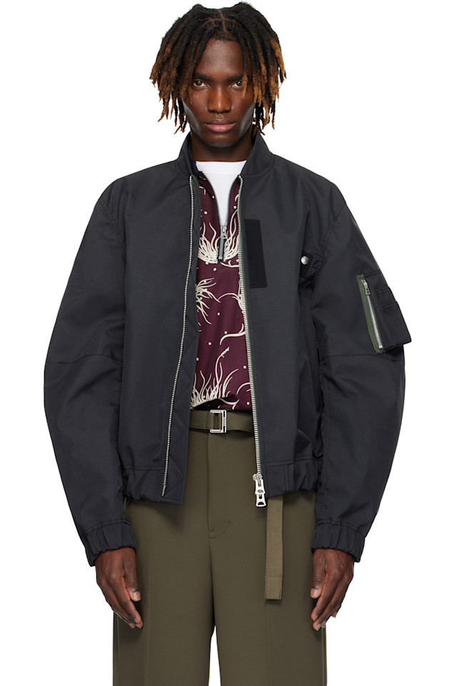 

трехслойная стеганая куртка-бомбер Sacai, черный