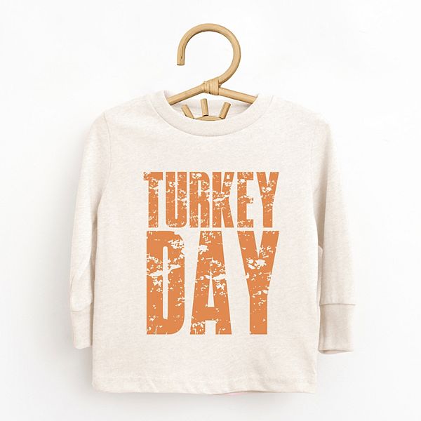 Футболка с длинным рукавом Turkey day block distressed для малышей The Juniper Shop, Natural — фото 2