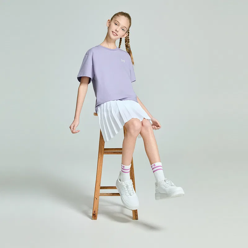 Детская футболка с круглым вырезом, средней растяжимости Under Armour, Lavender Purple — фото 3