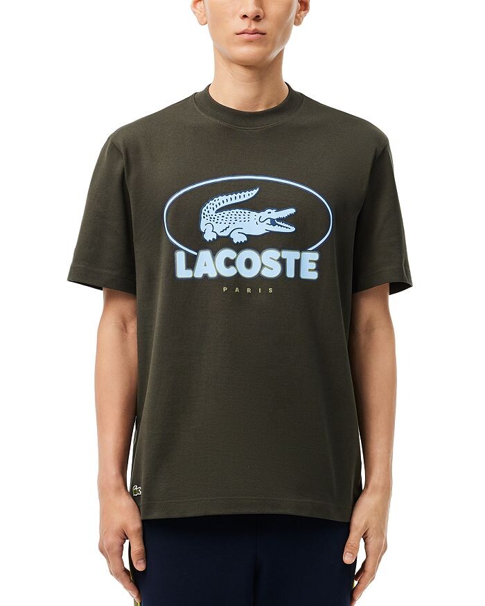 

Футболка с большим логотипом Lacoste и графическим рисунком, зеленый