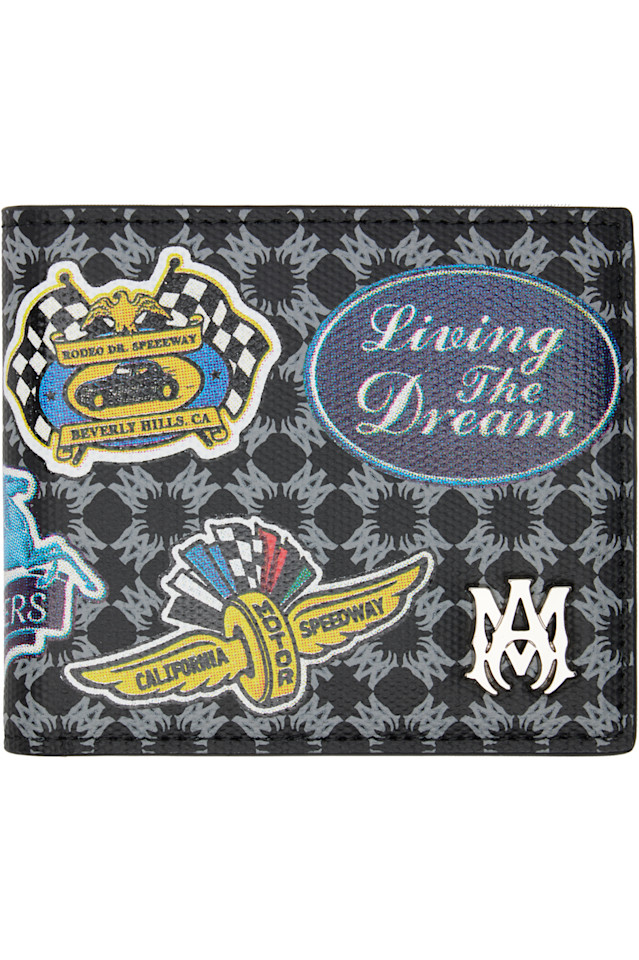 

Кожаный бифолд кошелек Station Patch Amiri, черный