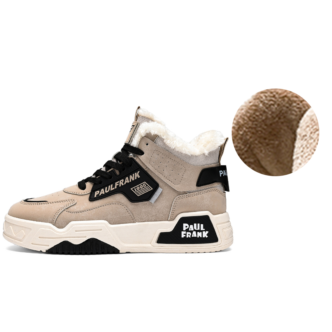 

Кроссовки Slip-Resistant Mid-Top Skateboard Shoes Men's PAUL FRANK, бежевый/черный