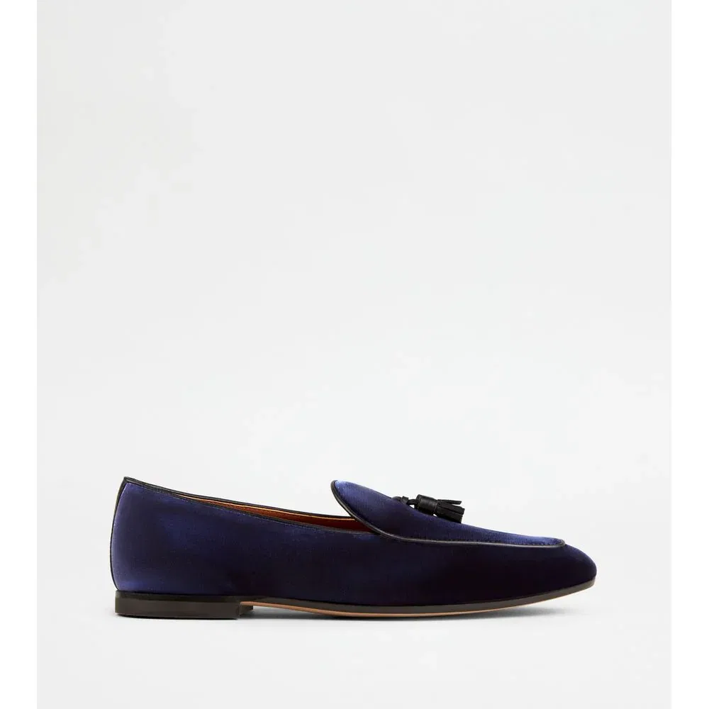 Лоферы с бархатными кисточками TOD's, синий; черный