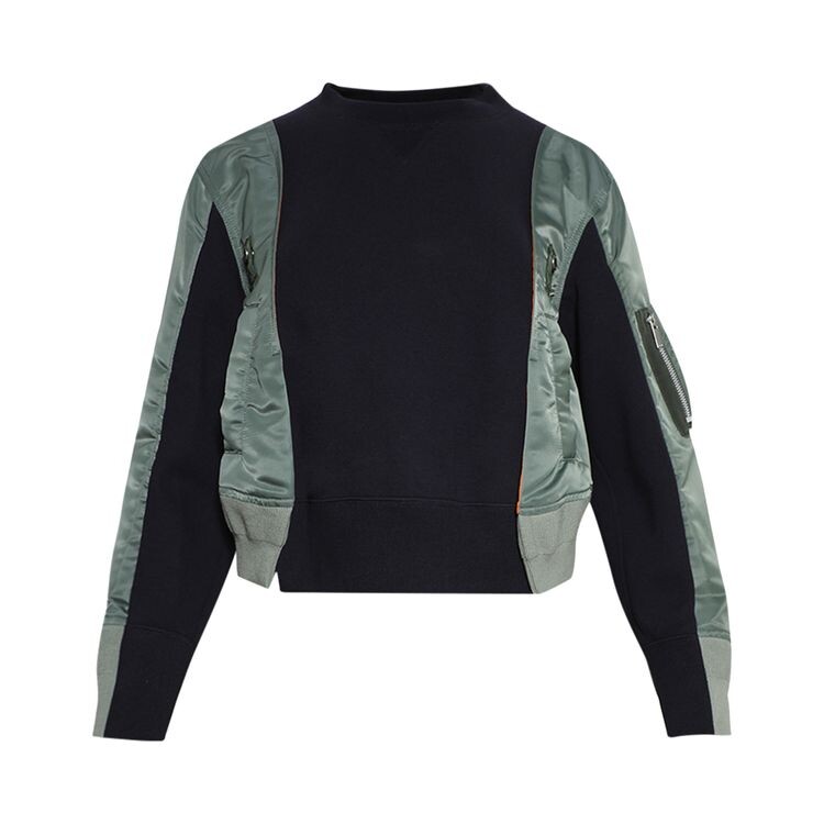 

Пуловер Sacai Nylon Twill x Sponge Sweat Pullover Navy/Khaki, синий
