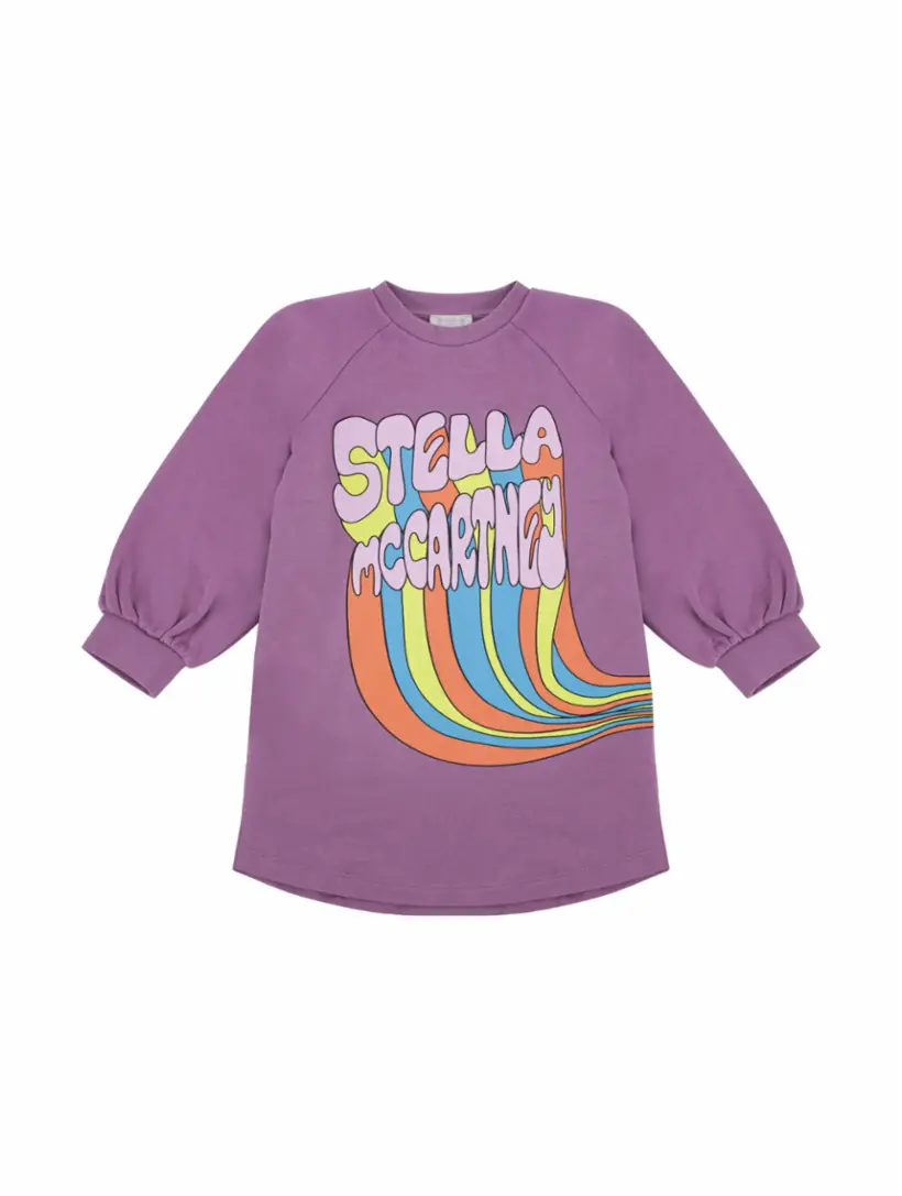 

Хлопковое платье-свитшот с логотипом Stella McCartney, фиолетовый