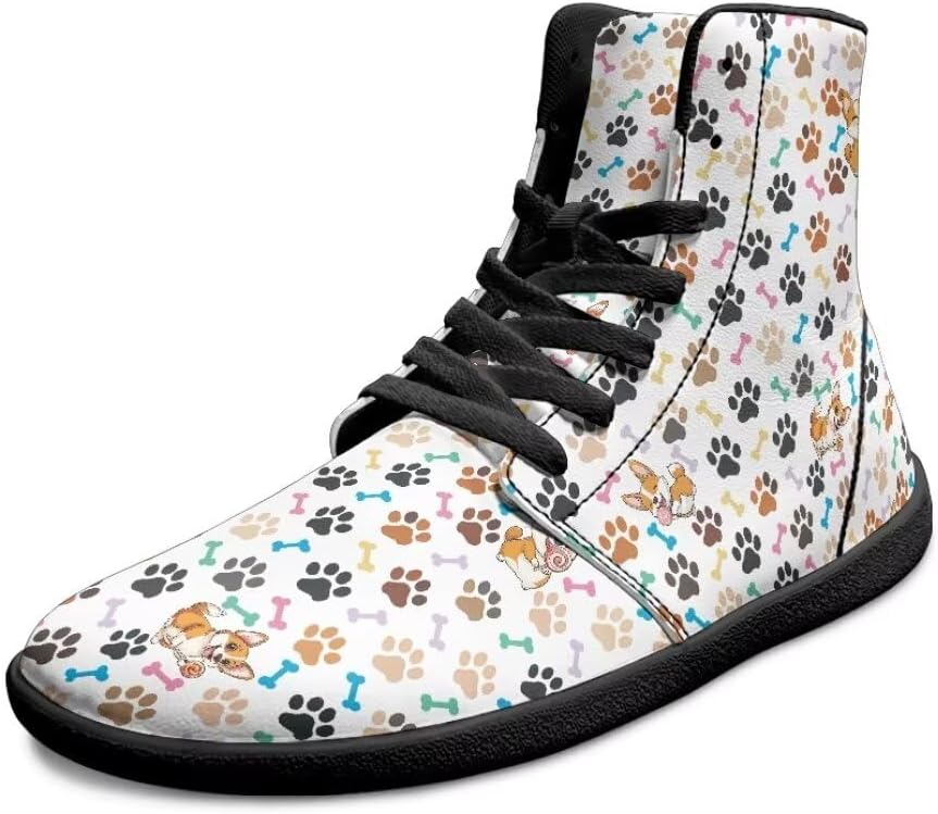 

Мужские босоножки с принтом милых животных, легкие с широкой носочной частью, антискользящие, высокие кроссовки с нулевым перепадом подошвы Getelinseng, Corgi Dog Paws