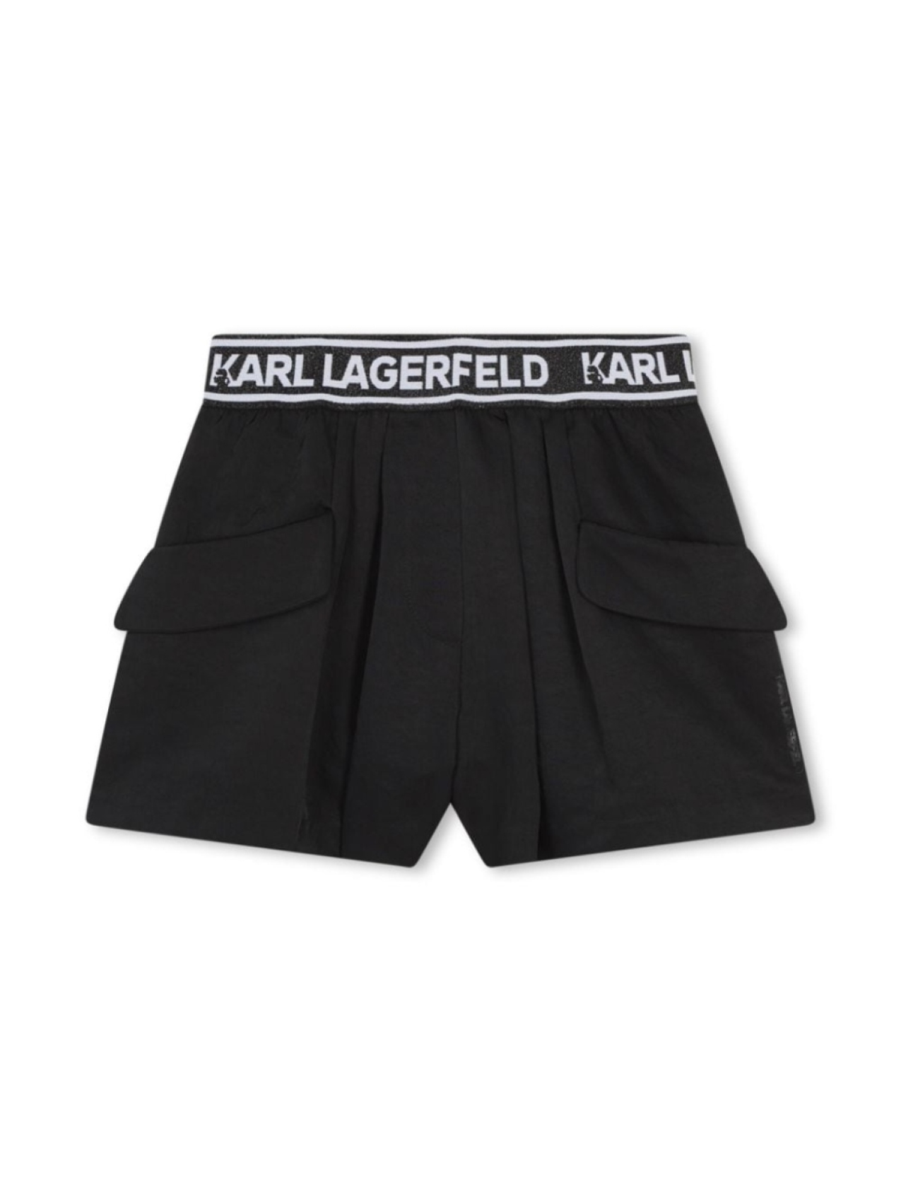 

Karl Lagerfeld Kids шорты с логотипом на поясе и складками, черный