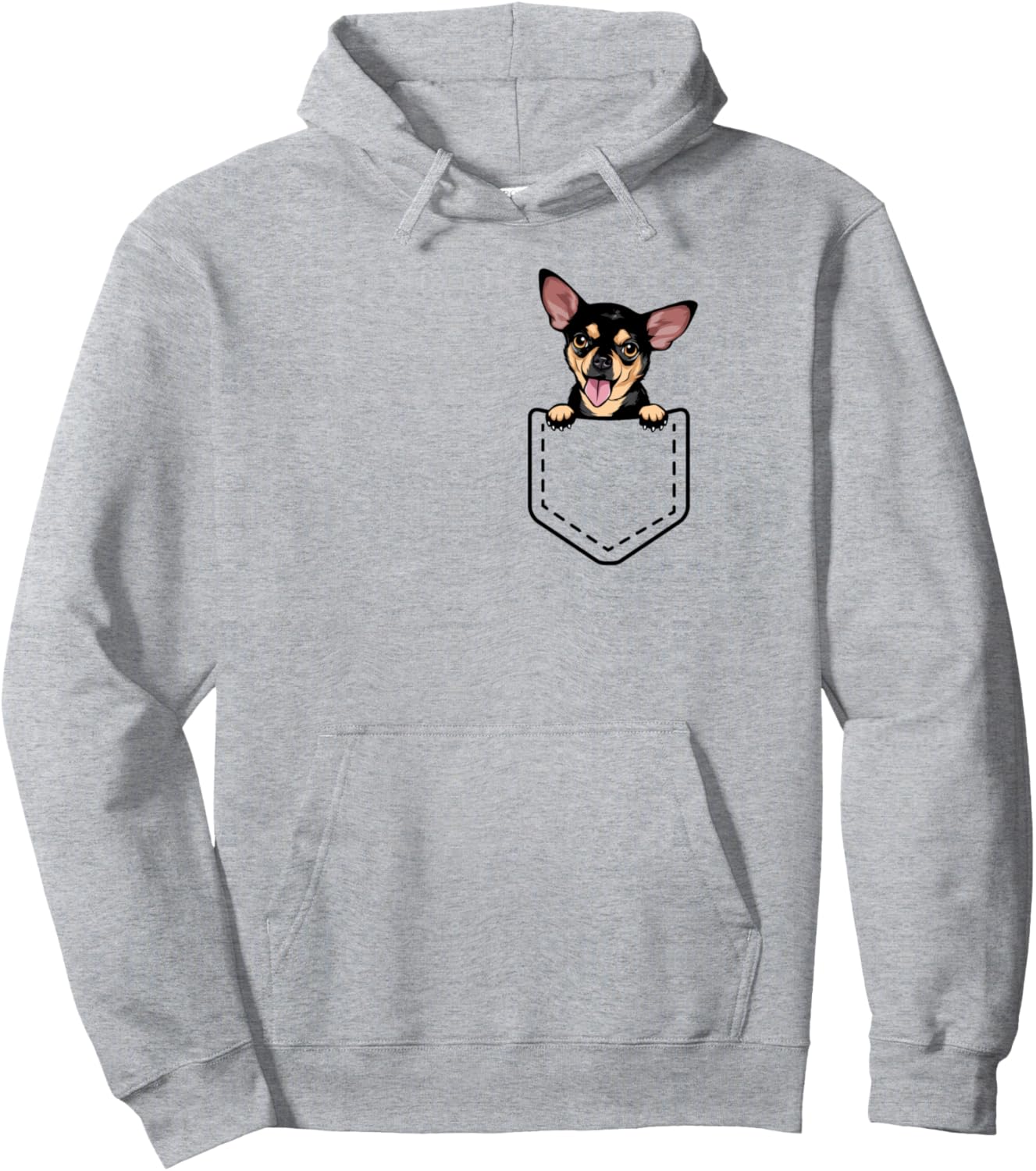 

Забавная толстовка с изображением черно-подпалой чихуахуа, выглядывающей из-под одежды, серая Funny Black And Tan Chihuahua Dog Lover Gifts