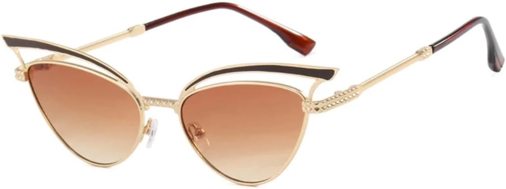 

Ретро-солнцезащитные очки «кошачий глаз» с ажурной отделкой, модные женские солнцезащитные очки класса люкс, мужские солнцезащитные очки с защитой от УФ-излучения UV400 VVTWSSW, Gold Tea