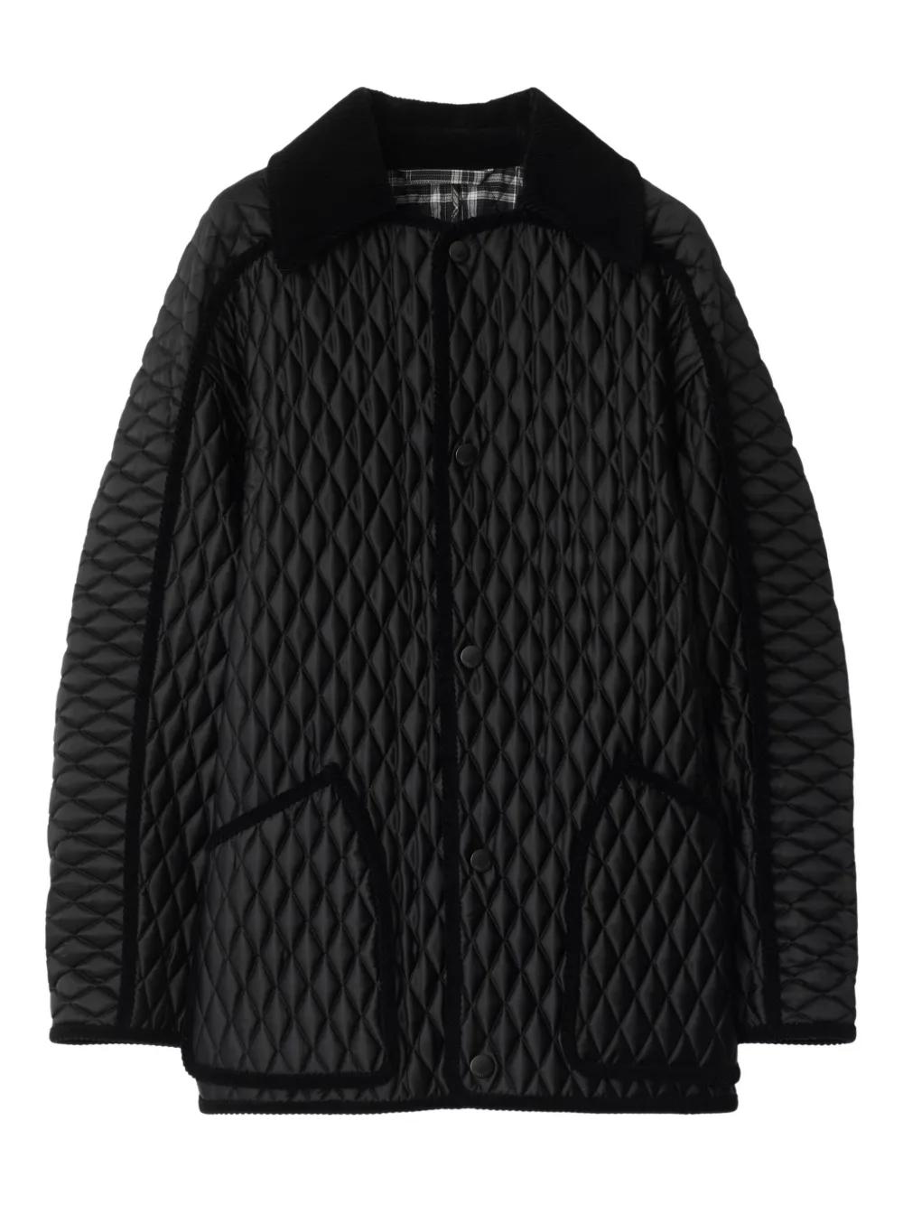 

Стеганая куртка с вельветовой отделкой BURBERRY, черный
