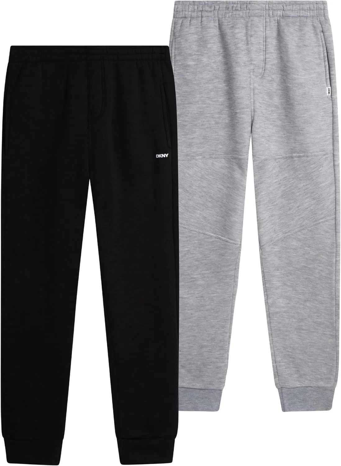 Спортивные штаны DKNY для мальчиков - комплект из 2 штук, из мягкого флиса, с эластичным поясом и карманами, Black/Light Grey Heather — фото 3