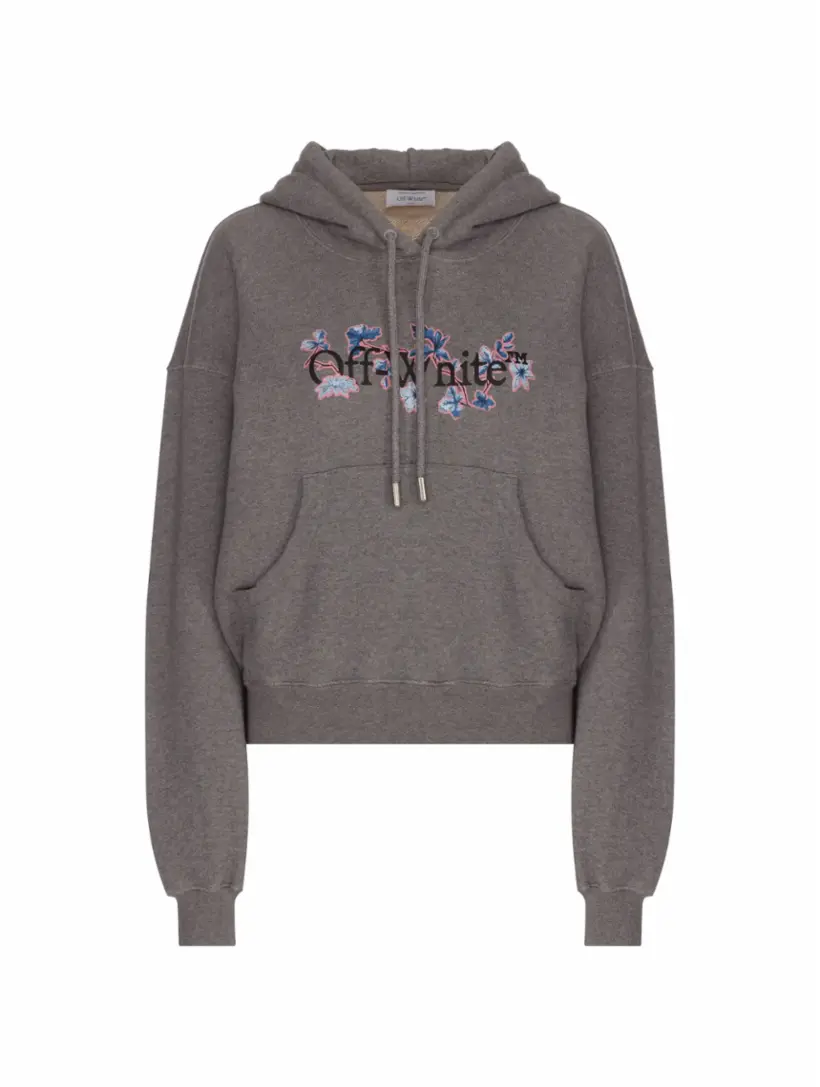 

Хлопковое худи с логотипом Off-White, серый