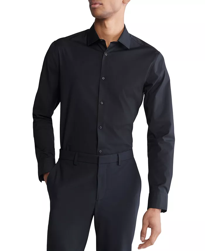 

Мужская рубашка с длинным рукавом Slim Fit Supima Stretch на пуговицах Calvin Klein, черный