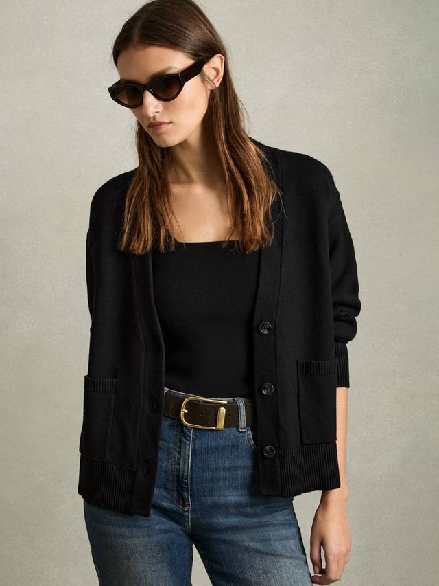 

Кардиган harper с v-образным вырезом Reiss, черный