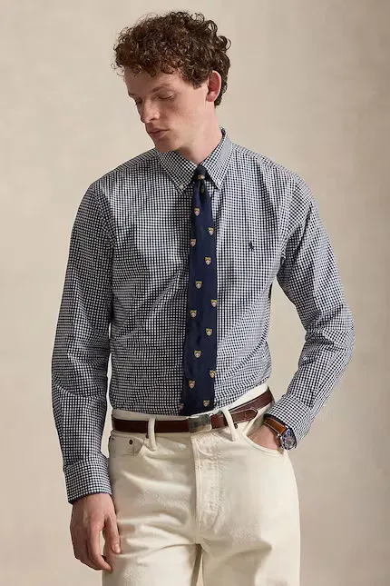 Рубашка хлопковая Slim Fit Polo Ralph Lauren, синий