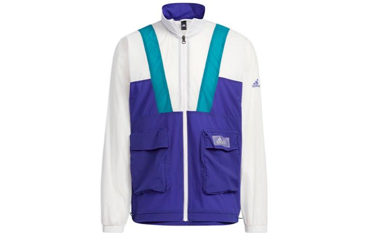 Куртка St Ltwind Wvjk мужская синяя с белой надписью Adidas Originals, сине-белая — фото 2