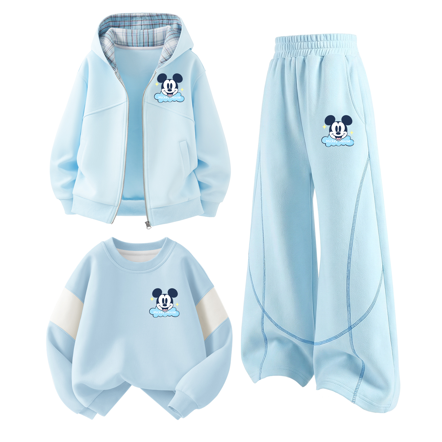 Детский спортивный комплект Casual из 3 предметов Disney, di wink k pudding синий+di wink k белый heather серый+di wink k pudding синий — фото 4