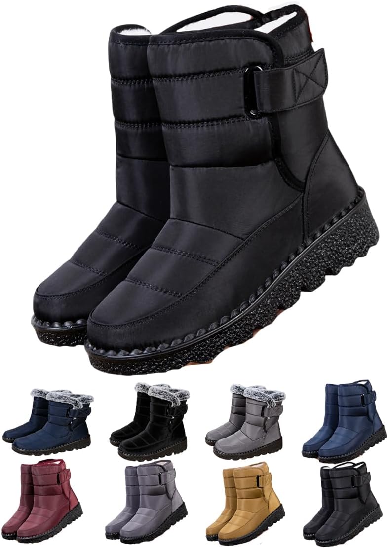 

Водонепроницаемые зимние снежные ботинки - утепленные мехом снежные ботинки - легкие противоскользящие кроссовки для тренировок и прогулок на улице - модная обувь для путешествий Generic, черный