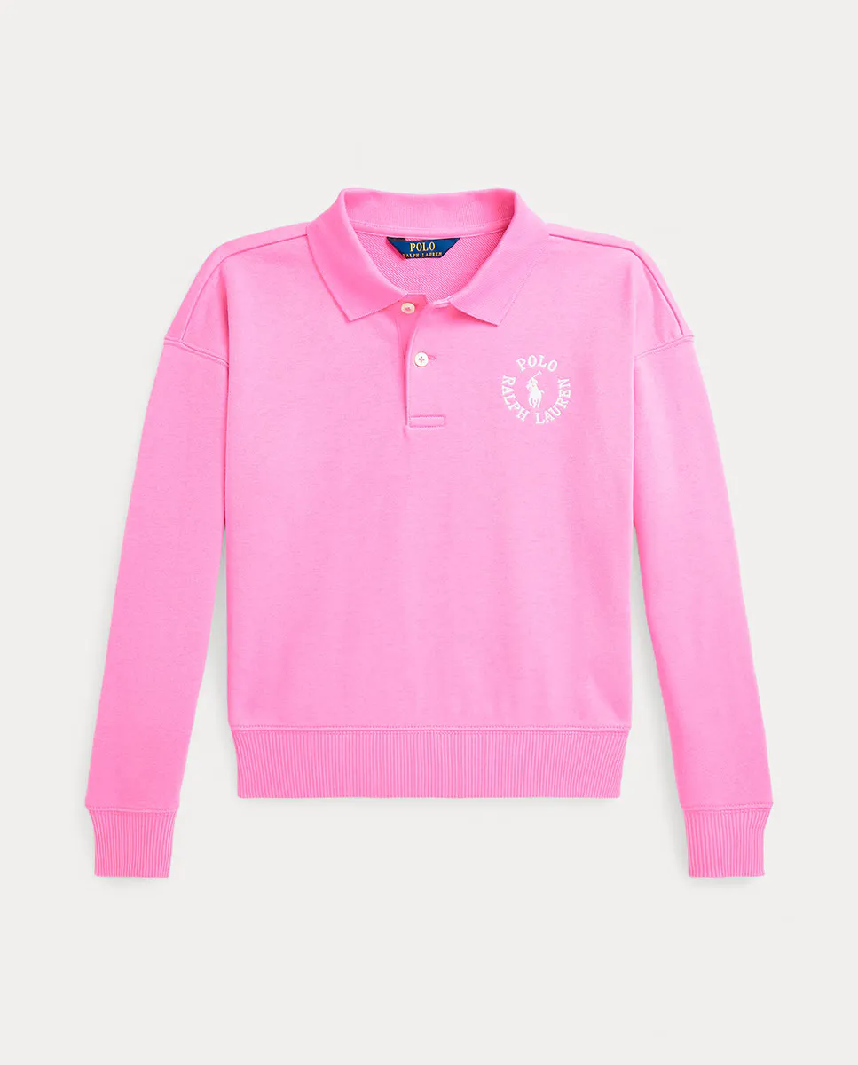 

Свитшот с воротником-поло для девочек с логотипом Polo Ralph Lauren, розовый