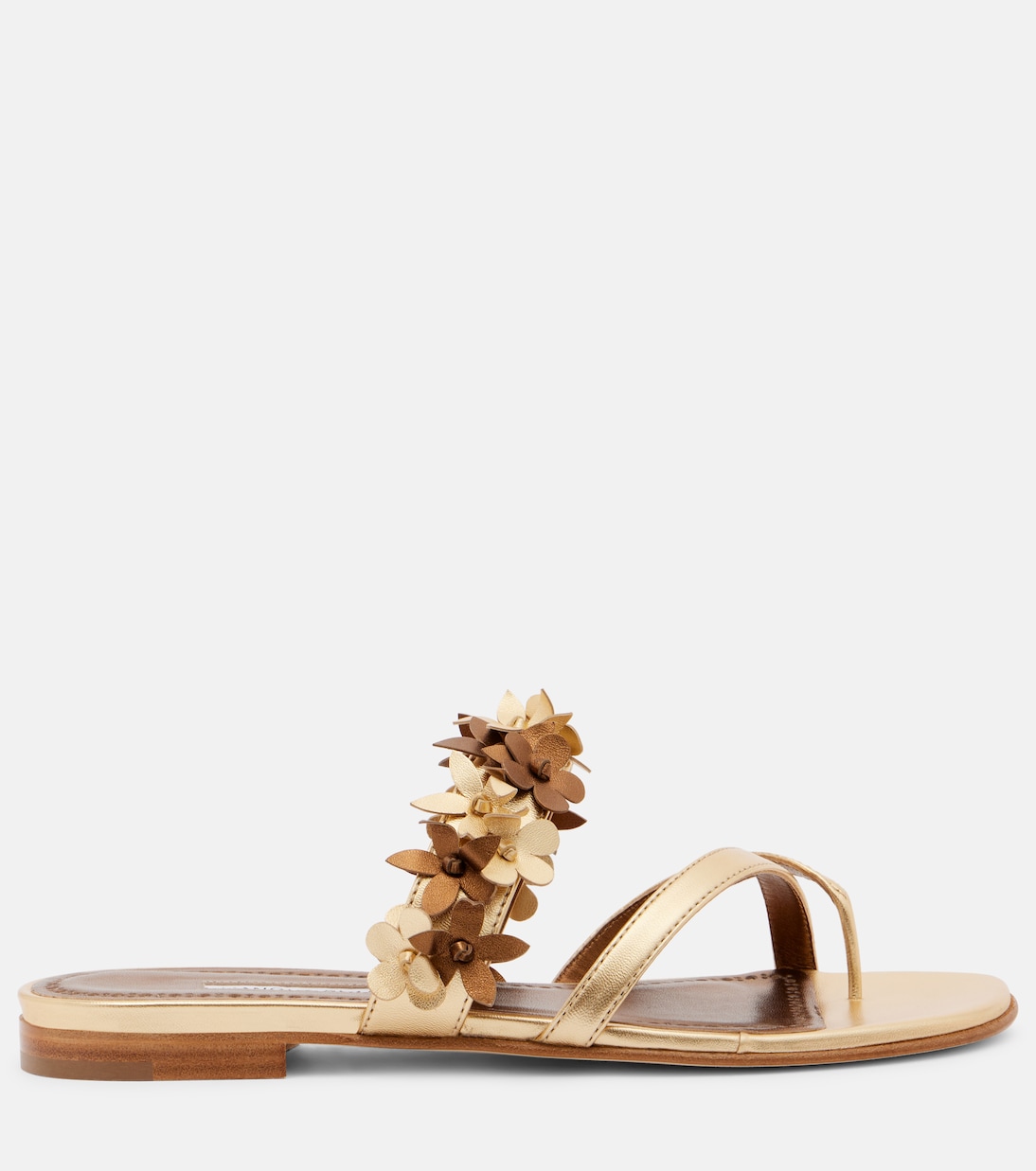 Fiosa сандалии из металлизированной кожи Manolo Blahnik, 7103 Gold — фото 4