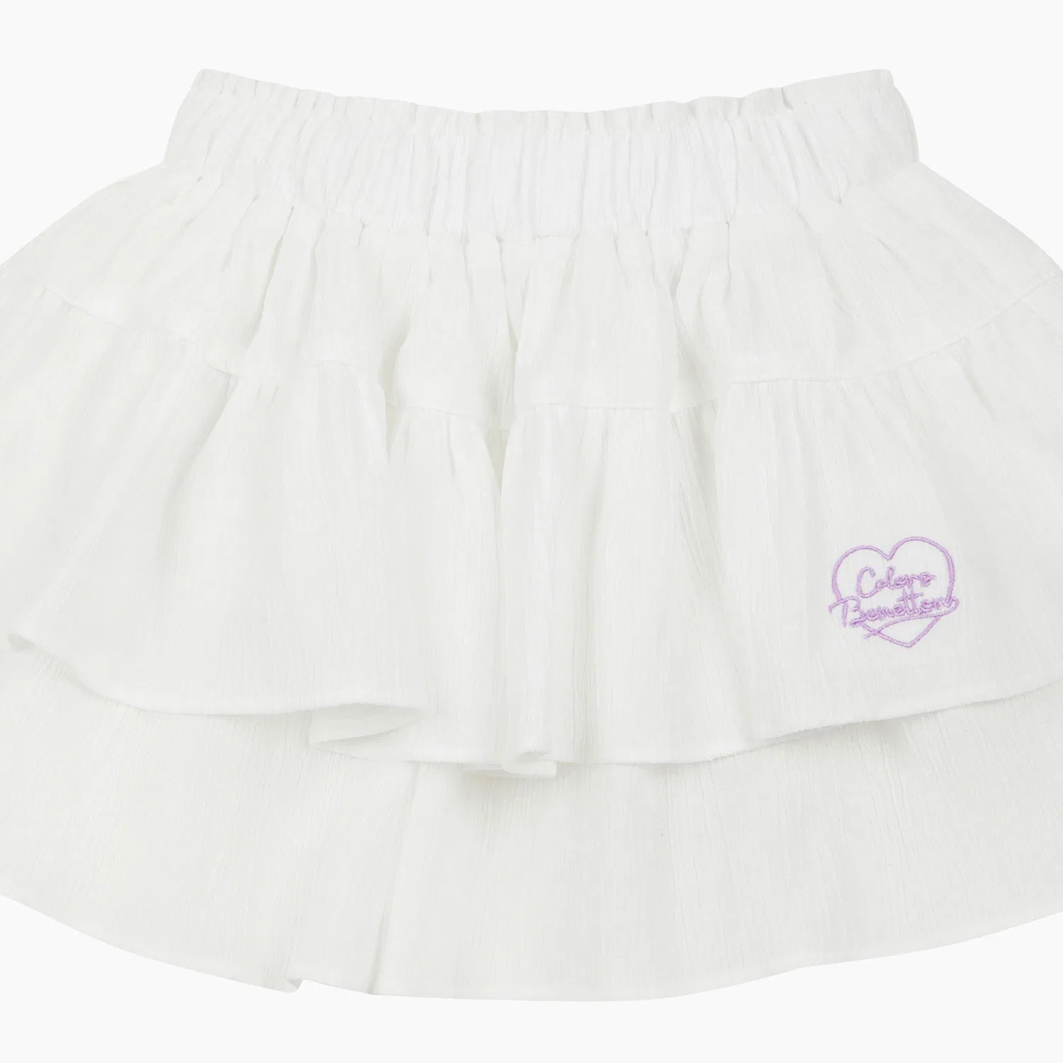 Детская летняя юбка-брюки с ярусами белая от Benetton Kids — фото 3