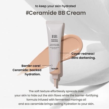 HEIMISH Moringa Ceramide BB Cream SPF 30 PA++ 23 Light Medium 1,87 жидких унций 53 г — фото 3