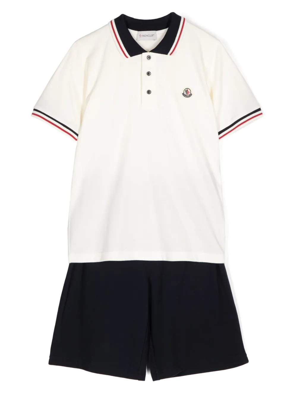 

Комплект из рубашки поло и шортов Moncler Enfant, белый