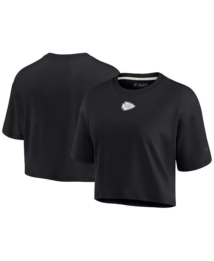 

Черная женская укороченная футболка Kansas City Chiefs Super Soft с короткими рукавами Fanatics Signature