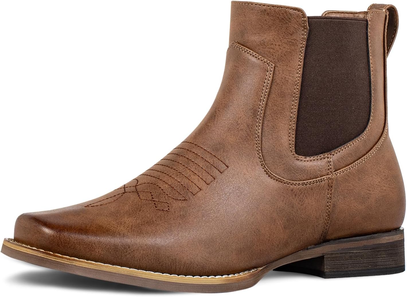 

Ковбойские сапоги для мужчин с квадратным носком Челси Мужские западные ботинки Повседневная обувь Ботинки до щиколотки Wrangwalker, коричневый