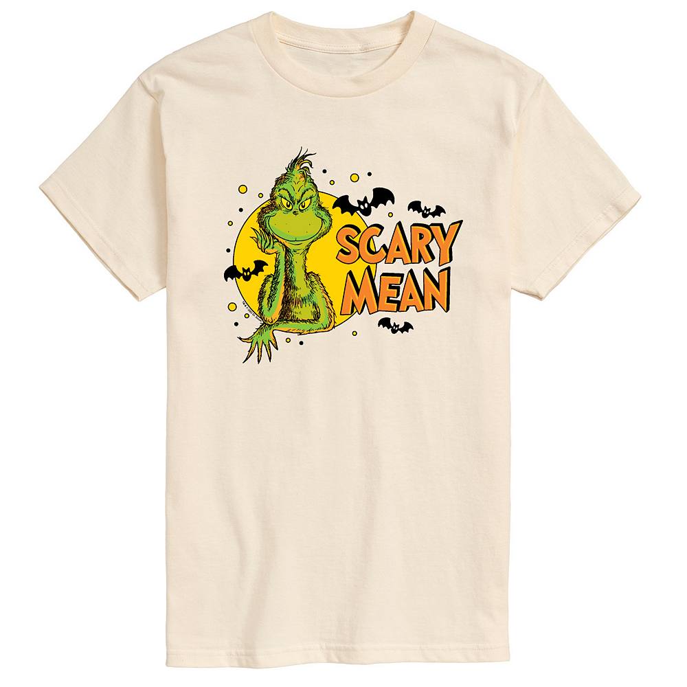 

Мужская футболка с рисунком Dr. Seuss Grinch Scary Mean Licensed Character, цвет Cream