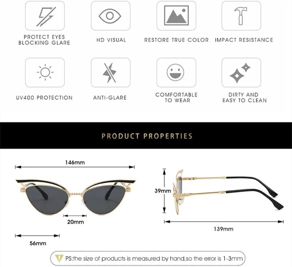 

Ретро-солнцезащитные очки «кошачий глаз» для женщин, металлическая оправа, стильные, модные, для активного отдыха, роскошные, маленькие, черные LXLHWN, Pink