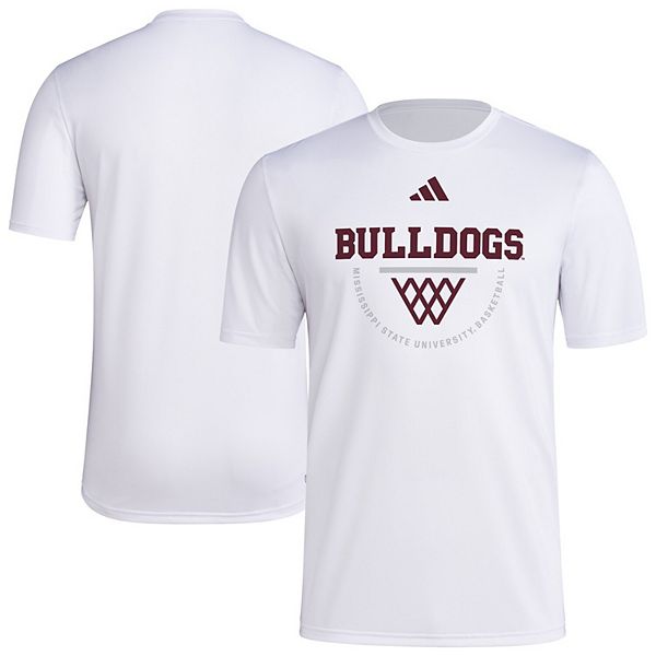 Мужская белая футболка mississippi state bulldogs basketball practice net arch pregame Adidas — фото 2