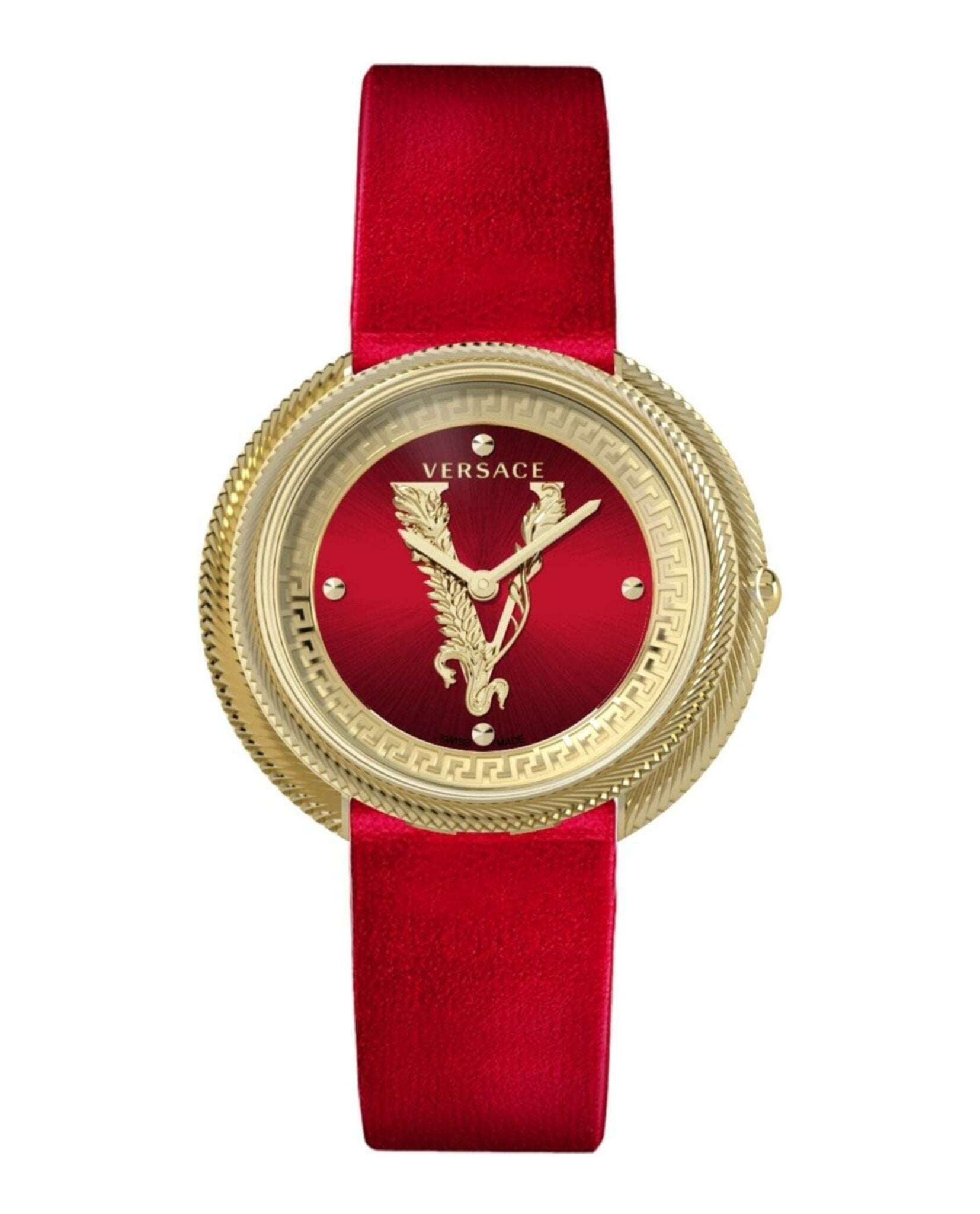 

Часы из кожи Теа Versace, красный/золотой/красный