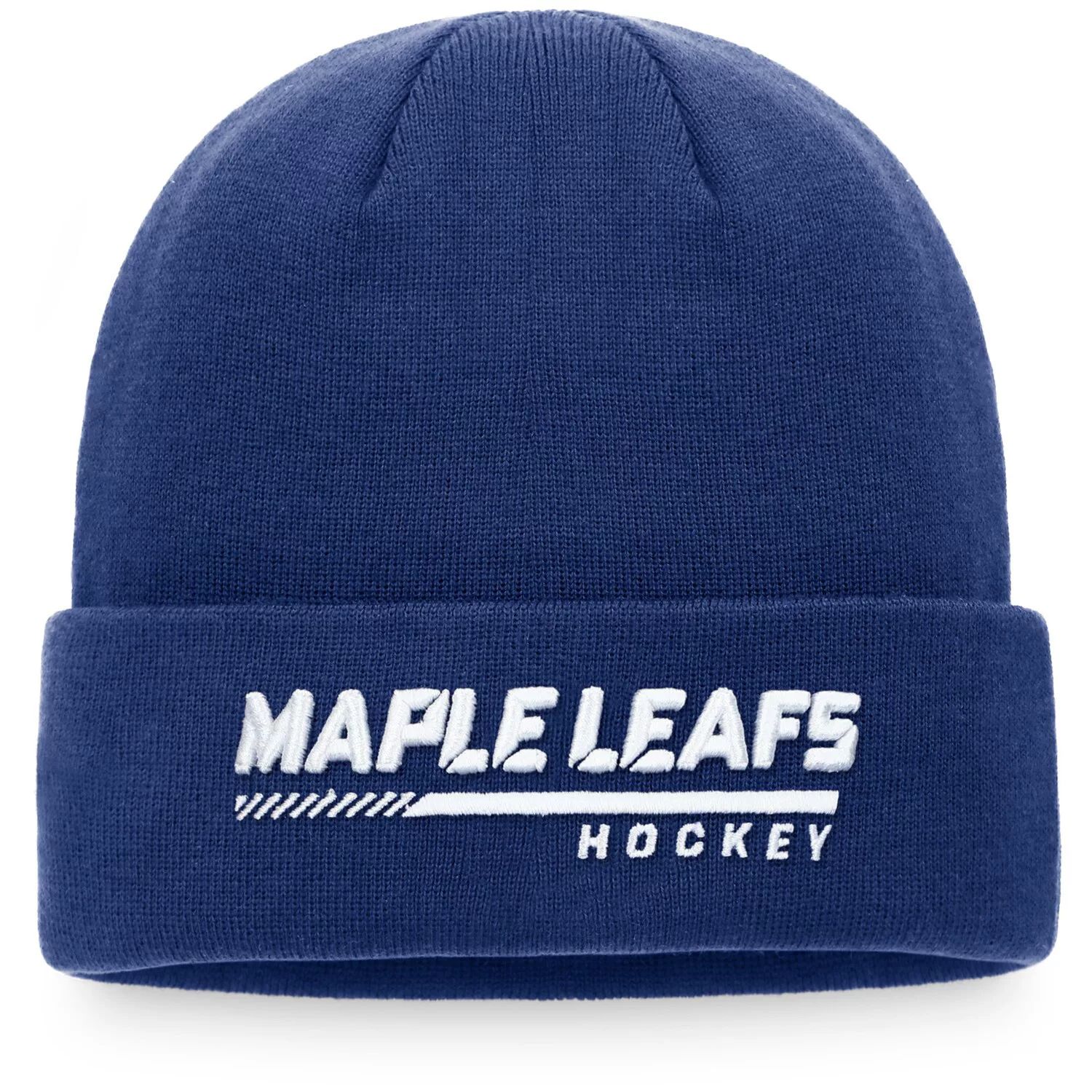 

Мужская вязаная шапка Fanatics с фирменным логотипом Royal Toronto Maple Leafs Authentic Pro для раздевалки с манжетами