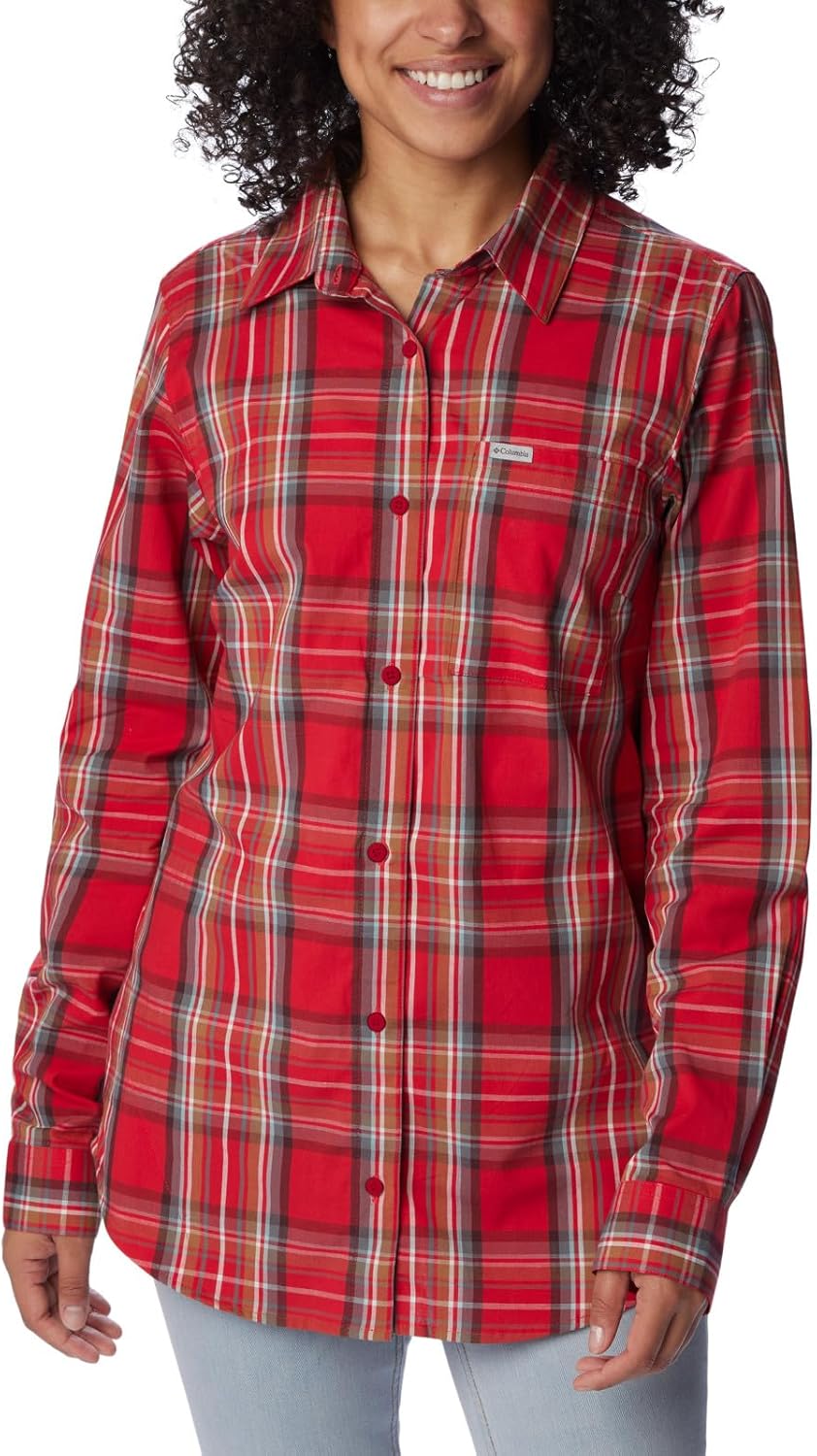 

Женская рубашка Columbia Anytime с длинным рукавом и узором, Red Lily Csc Tartan
