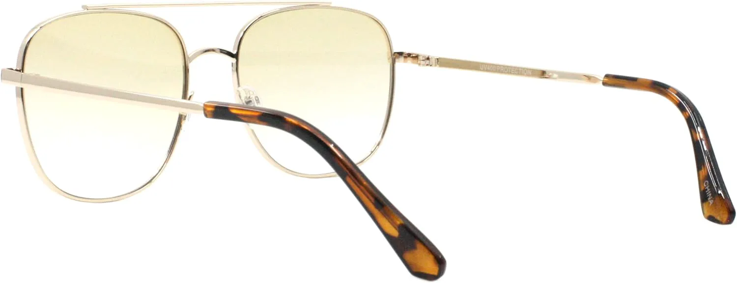 

Солнцезащитные очки-пилот с двойной перемычкой, квадратной металлической оправой, градиентными линзами и защитой от УФ-излучения UV 400 PASTL, Gold (Yellow)