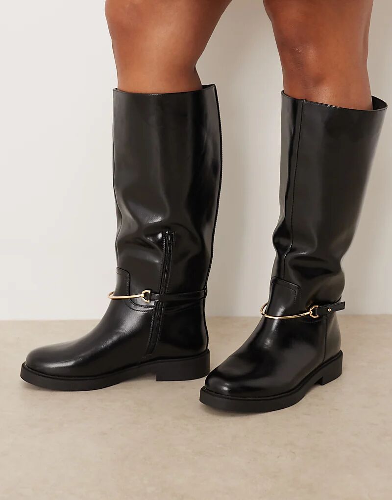 Сапоги для верховой езды Curve Cole ASOS DESIGN черного цвета с отделкой