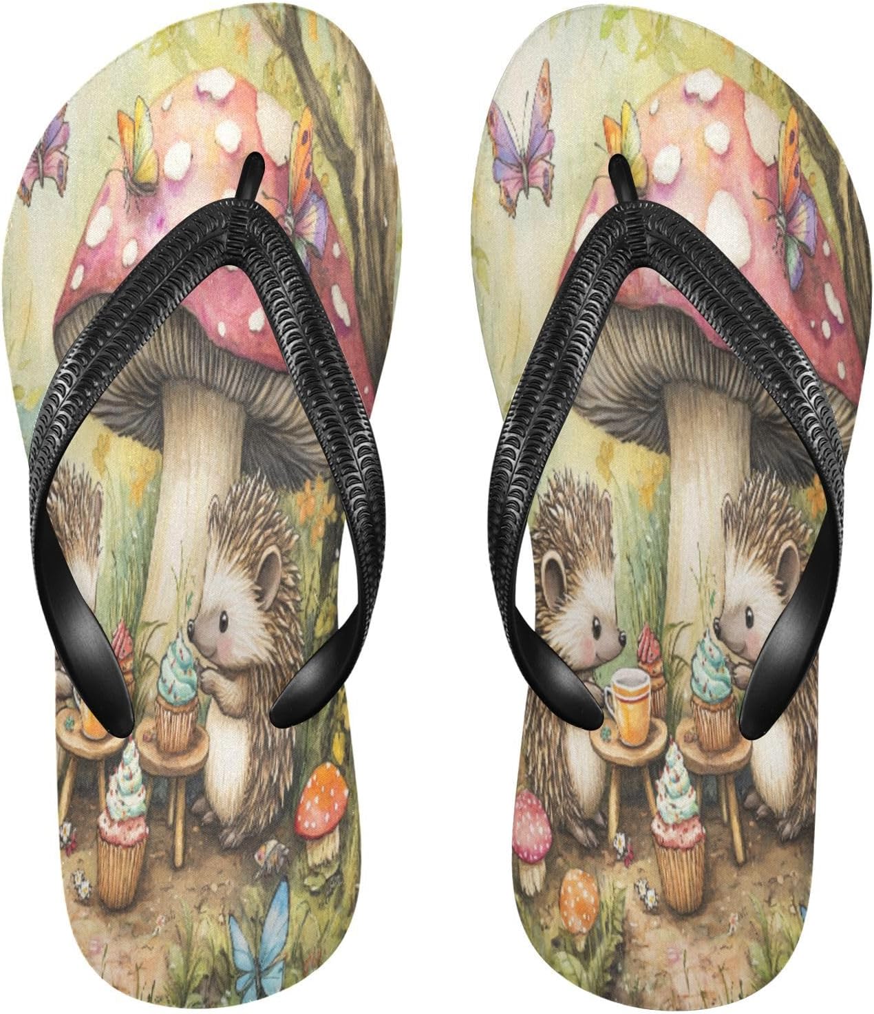 

Вьетнамки с изображением ежика и красного гриба, пляжные шлепанцы, резиновые, противоскользящие, летние тапочки для ходьбы для женщин и мужчин Sinestour