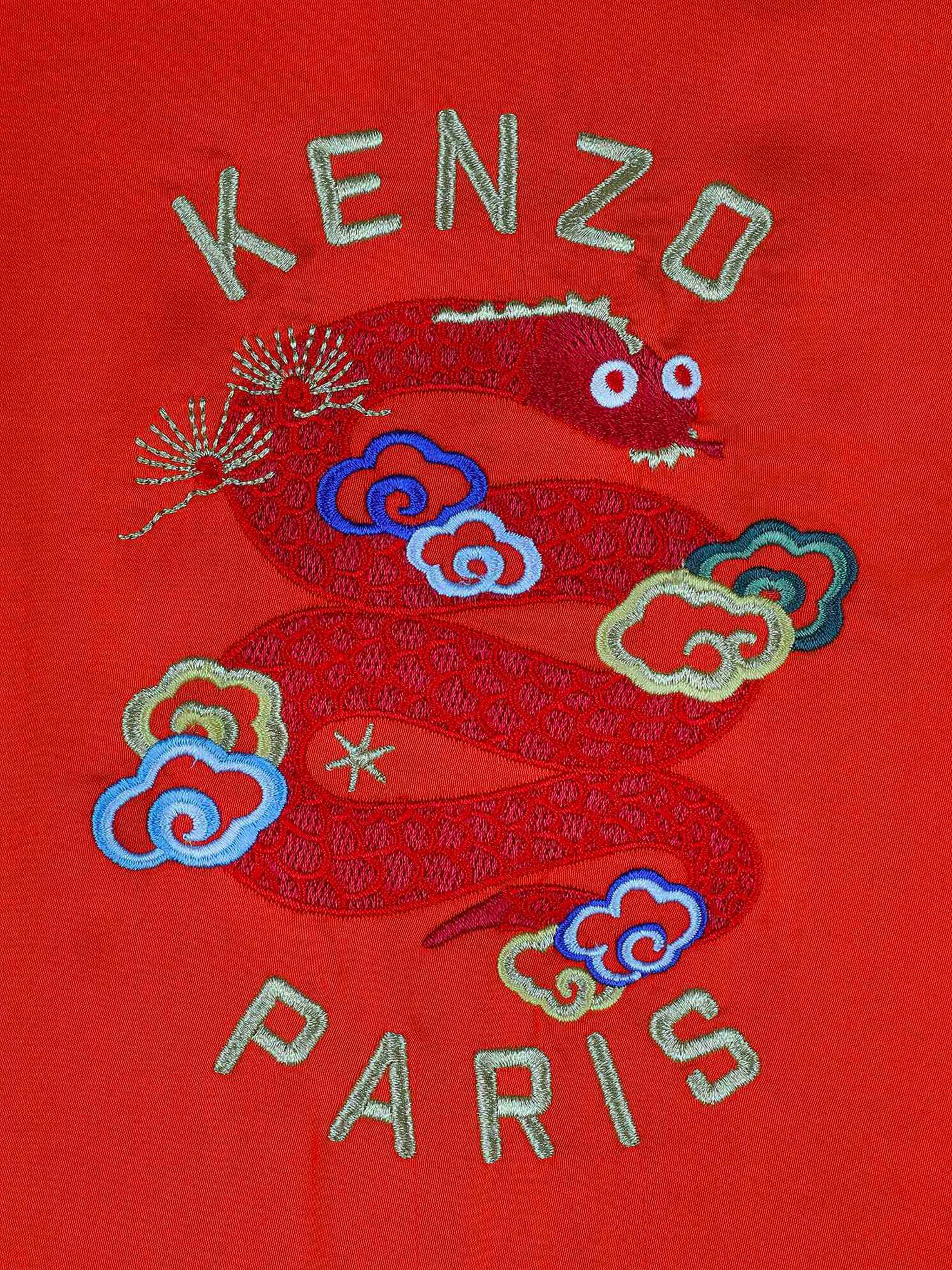 Платье с вышитым логотипом Kenzo Kids, красный — фото 3