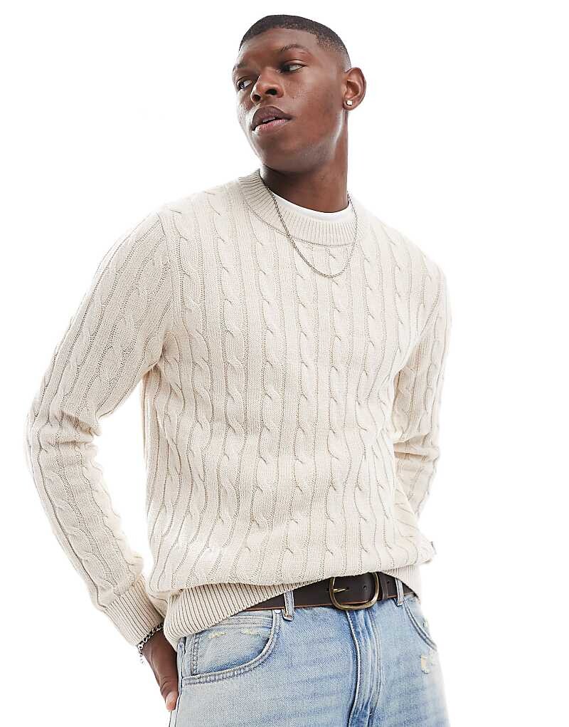 

Кремовый джемпер крупной вязки Jack & Jones