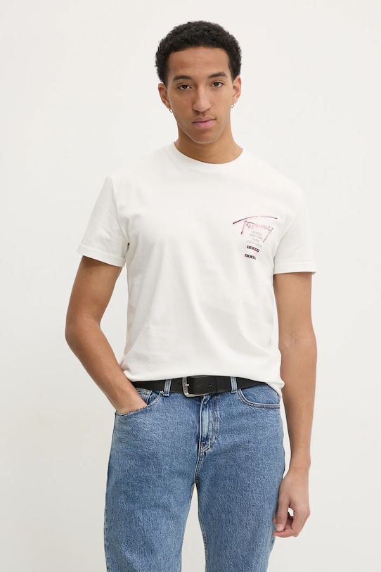 

Хлопковая футболка Tommy Jeans, бежевый