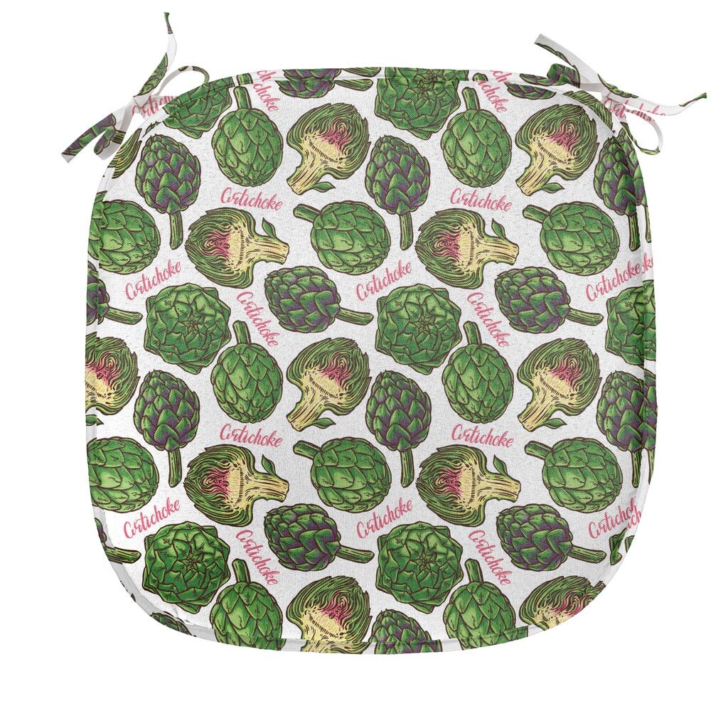 

ABAKUHAUS Подушка для обеденного стула Artichoke, Super Food Organic, декоративная водонепроницаемая подушка с ремнями для кухонных сидений, 40 см x 40 см, Hunter Green Fern Green, зеленый