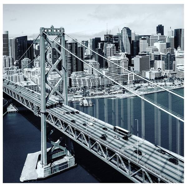 

Картина на холсте LegendArte Brücke und Wolkenkratzer, серый