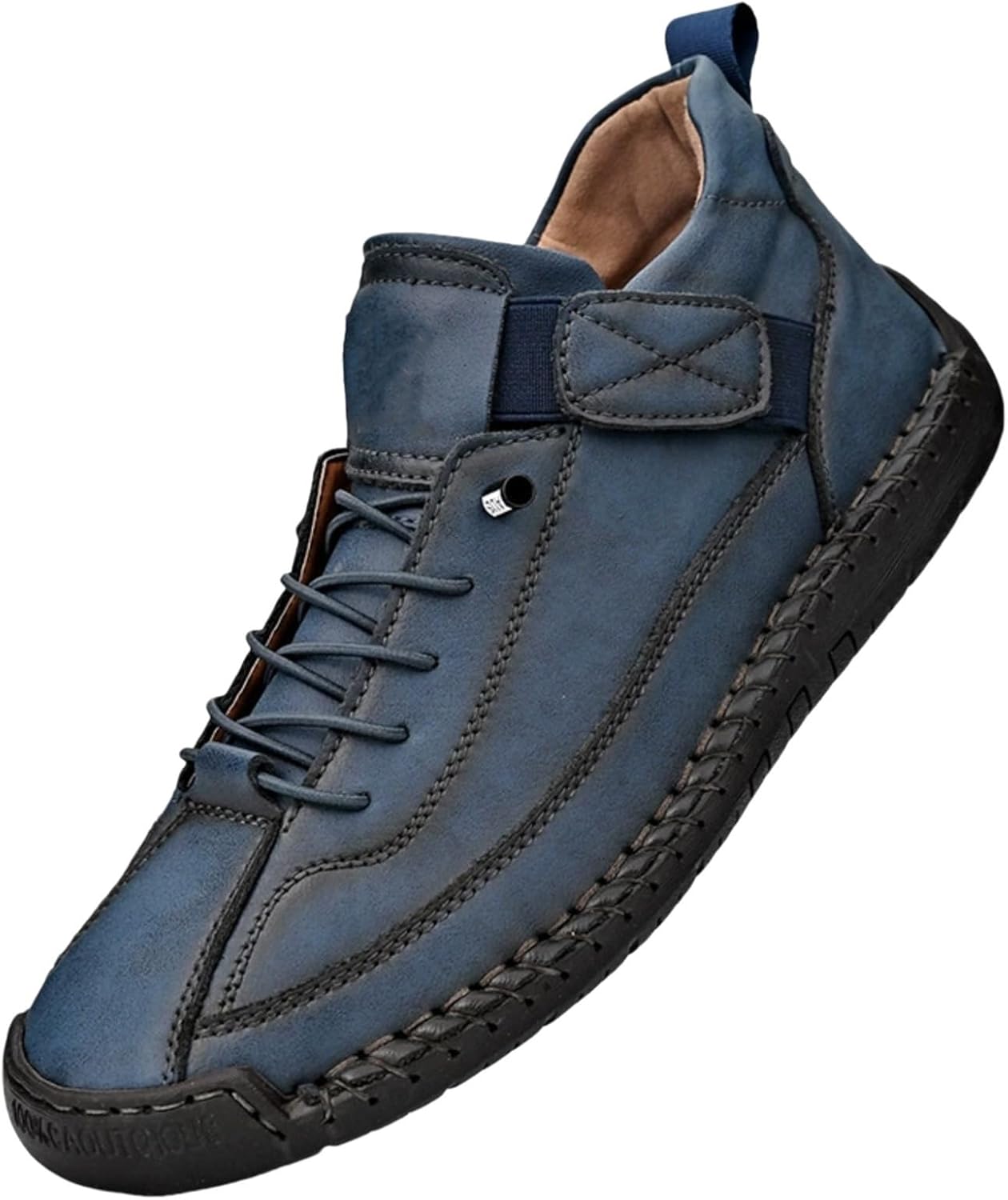 

Женские кожаные ботинки Чакка на щиколотку с регулируемой эластичной лентой, водонепроницаемые высокие кроссовки, повседневная легкая обувь с противоскользящей подошвой для улицы, удобные беговые ботинки Movnebyro, темно-синий