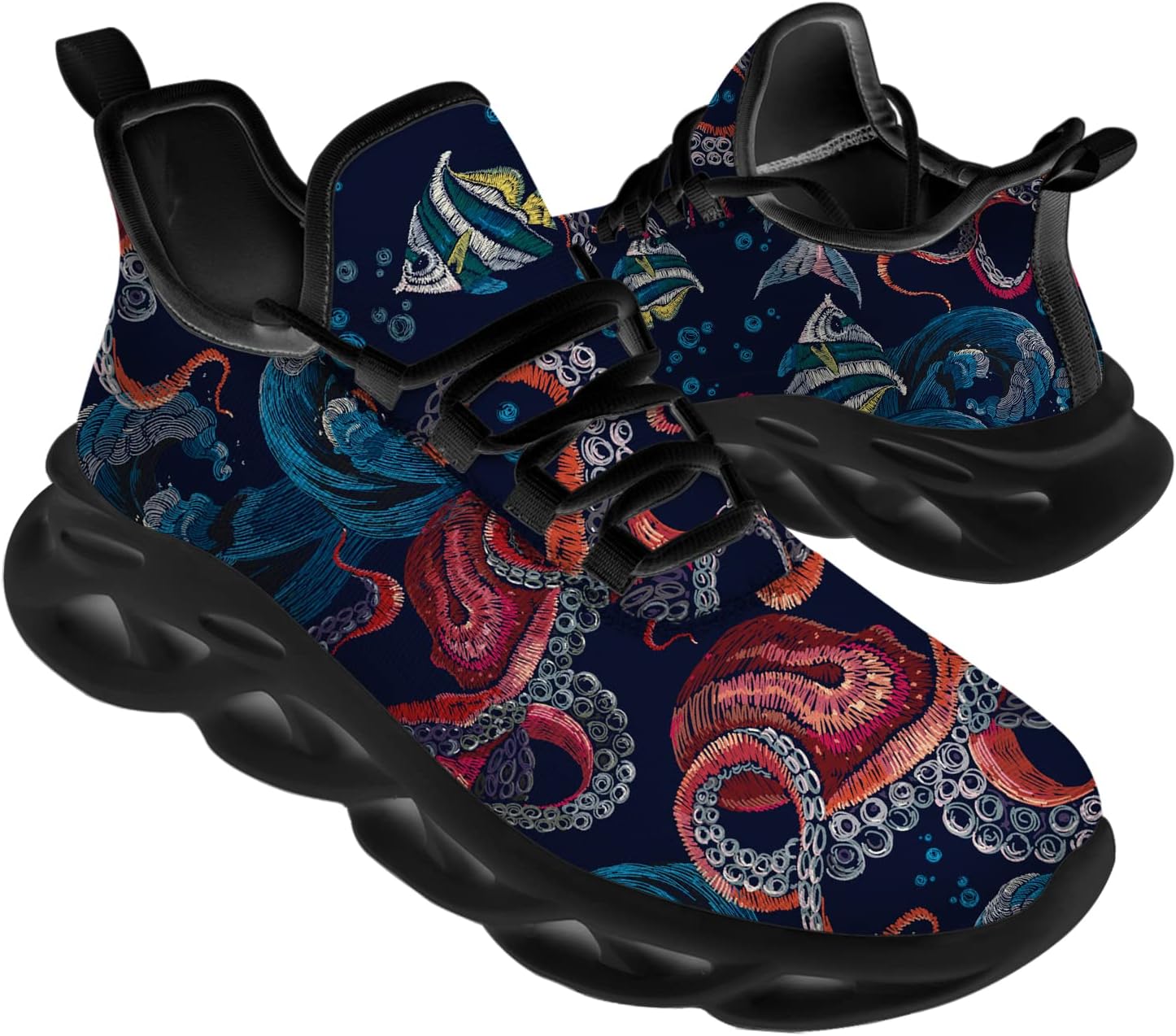 

Кроссовки Octopus Card для мужчин и женщин, для бега по дорогам, ходьбы, тенниса, с изображением морского животного, подарок для мальчика или девочки Ciadoon, черный