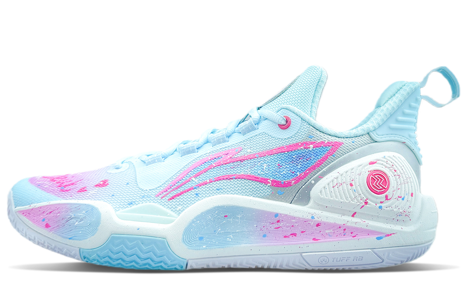 

Мужские низкие баскетбольные кроссовки Li Ning Speed 9 с амортизацией, износостойкостью и противоскользящим покрытием, розово-голубые