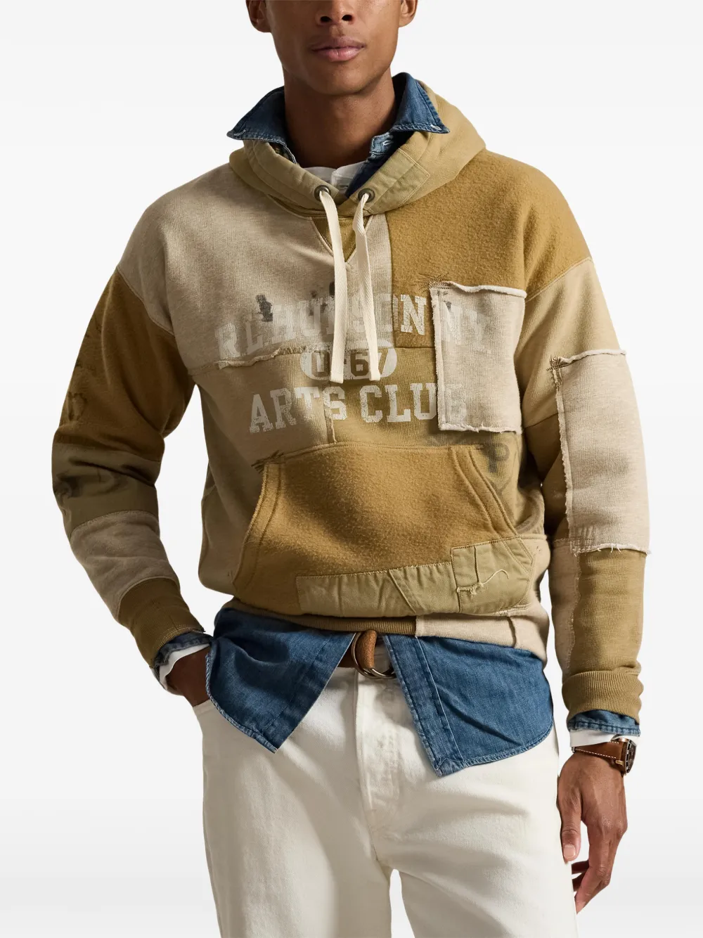Худи с лоскутным дизайном Polo Ralph Lauren, коричневый — фото 3