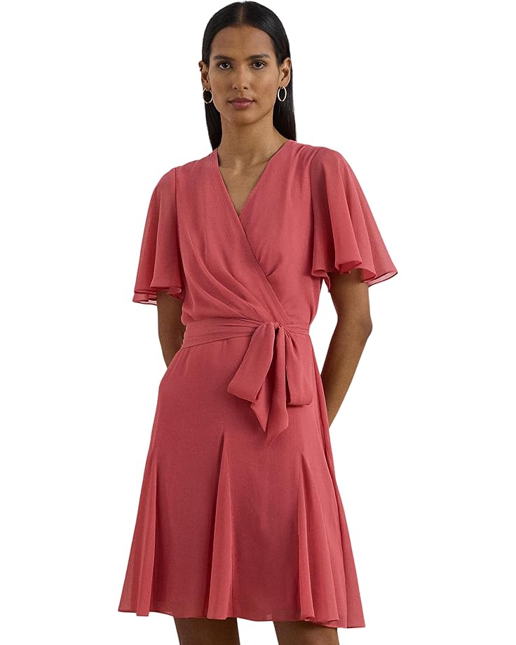 

Платье Lauren Ralph Lauren Crinkle Georgette Surplice Dress, цвет Slate Rose