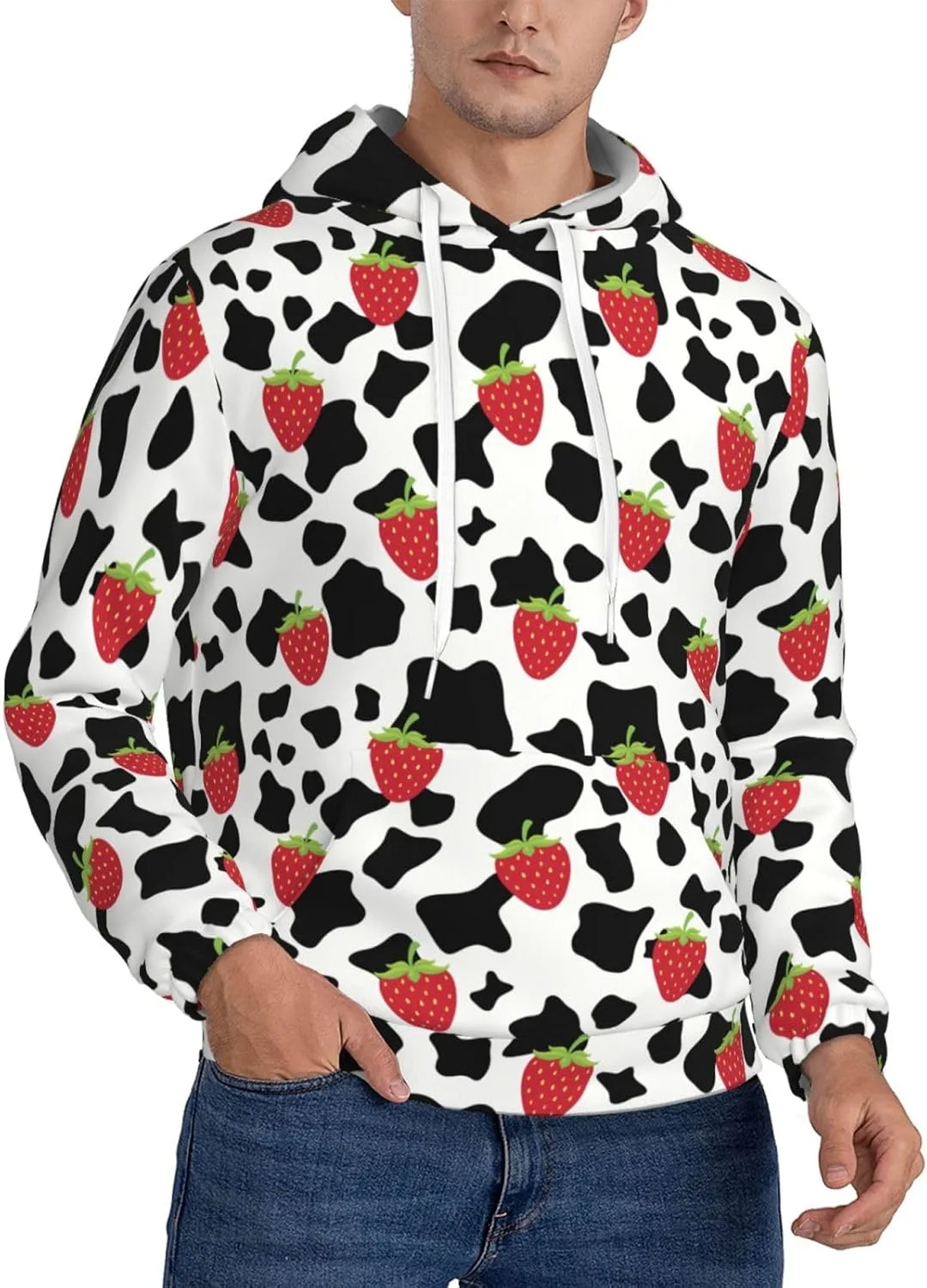 

Толстовка с капюшоном Strawberry Cow для мужчин с карманами SDERDZSE