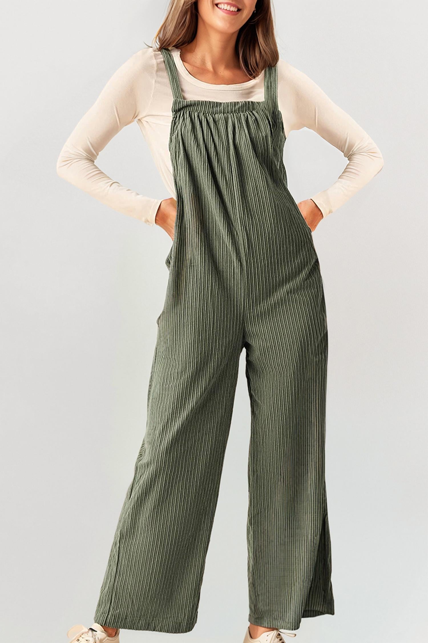 

Джинсы Corduroy Pocketed Wide Leg Overall In Green 66DISCO